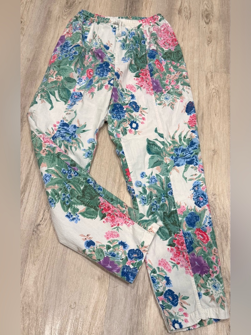 Vintage Tuccini Group Women's Floral Barrel Pants Wide Pockets Size Small